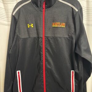 Under Armour Black and Gray Windbreaker with Red Accents